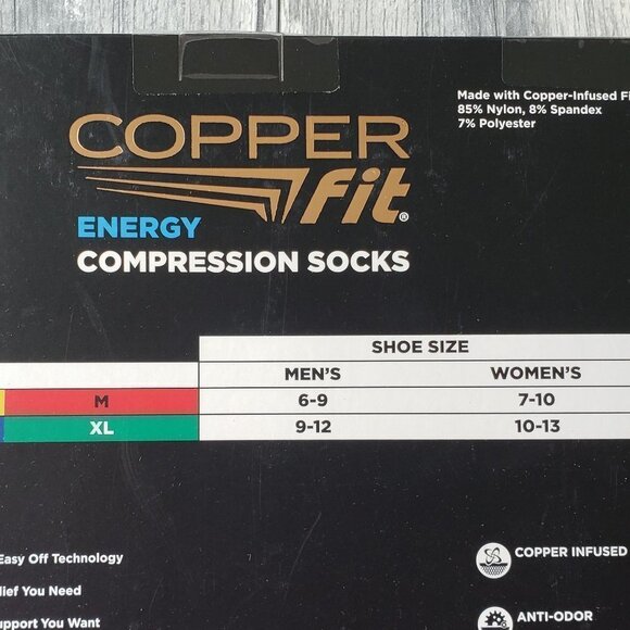 NWT - Copper Fit (set of 2 boxes) Unisex Energy Compression Socks XL - Picture 5 of 5